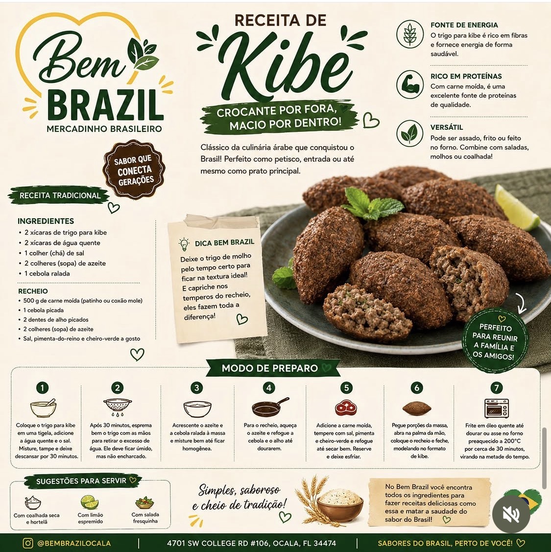 Kibe recipe in Portuguese